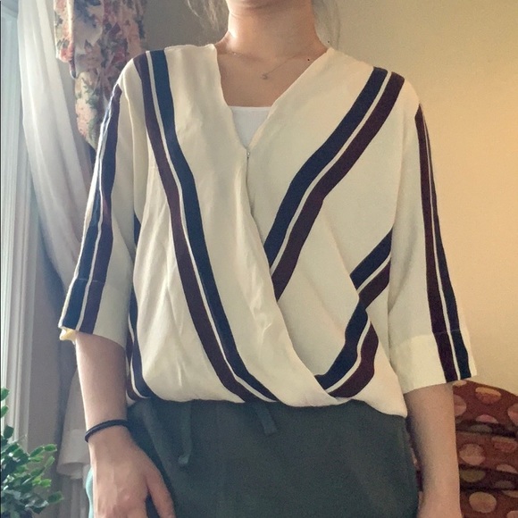 Top Shop Crossbody Twill Blouse - Size 6 EUC - Picture 3 of 4